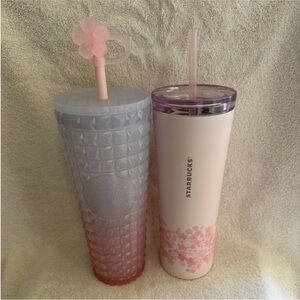 2 Starbucks Cherry Blossom Metal & Jelly Tumbler Set, new